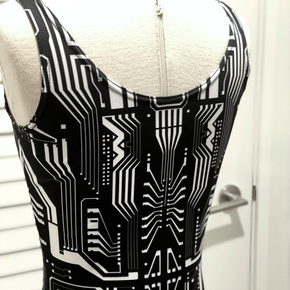 Dustrial circuit print cyberpunk bodycon dress - Picture 3 of 4